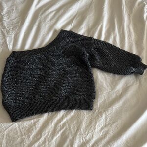 Chic Black Off-the-Shoulder Sweater with Textured Knit